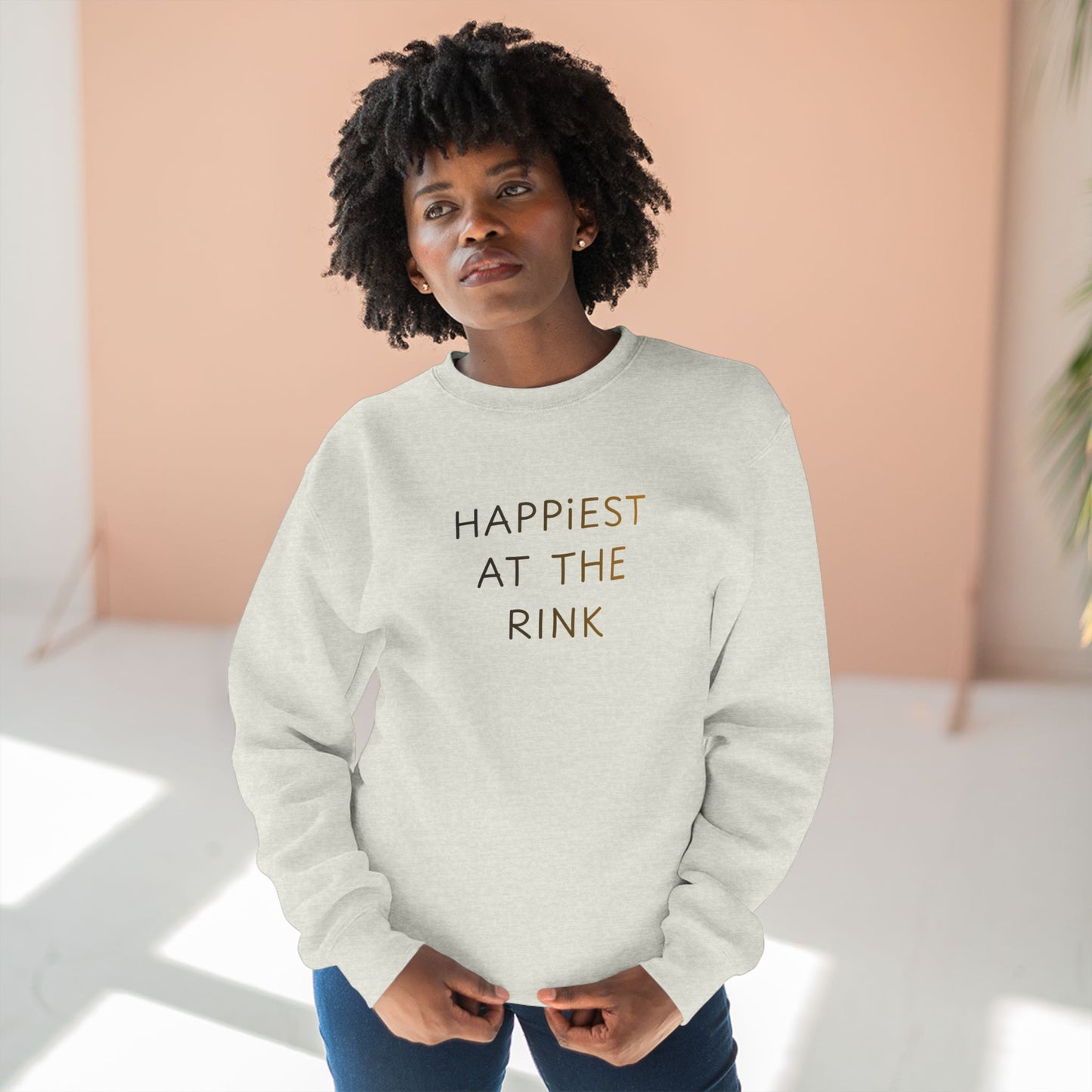 Happiest At The Rink Crewneck Sweatshirt | Hockey or Ringette Quote Sweater