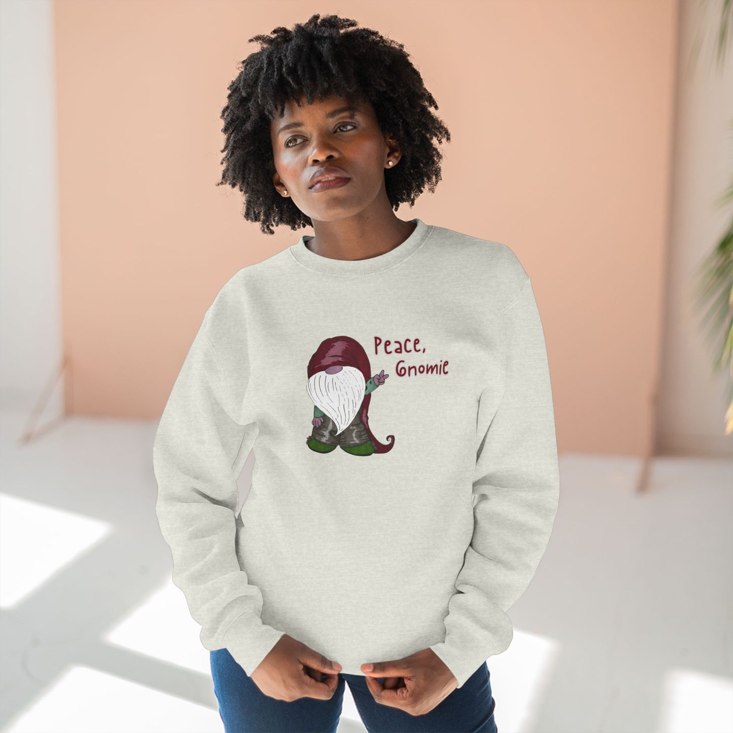 Peace Gnomie Christmas Gnome Sweatshirt | Funny Holiday Sweatshirt