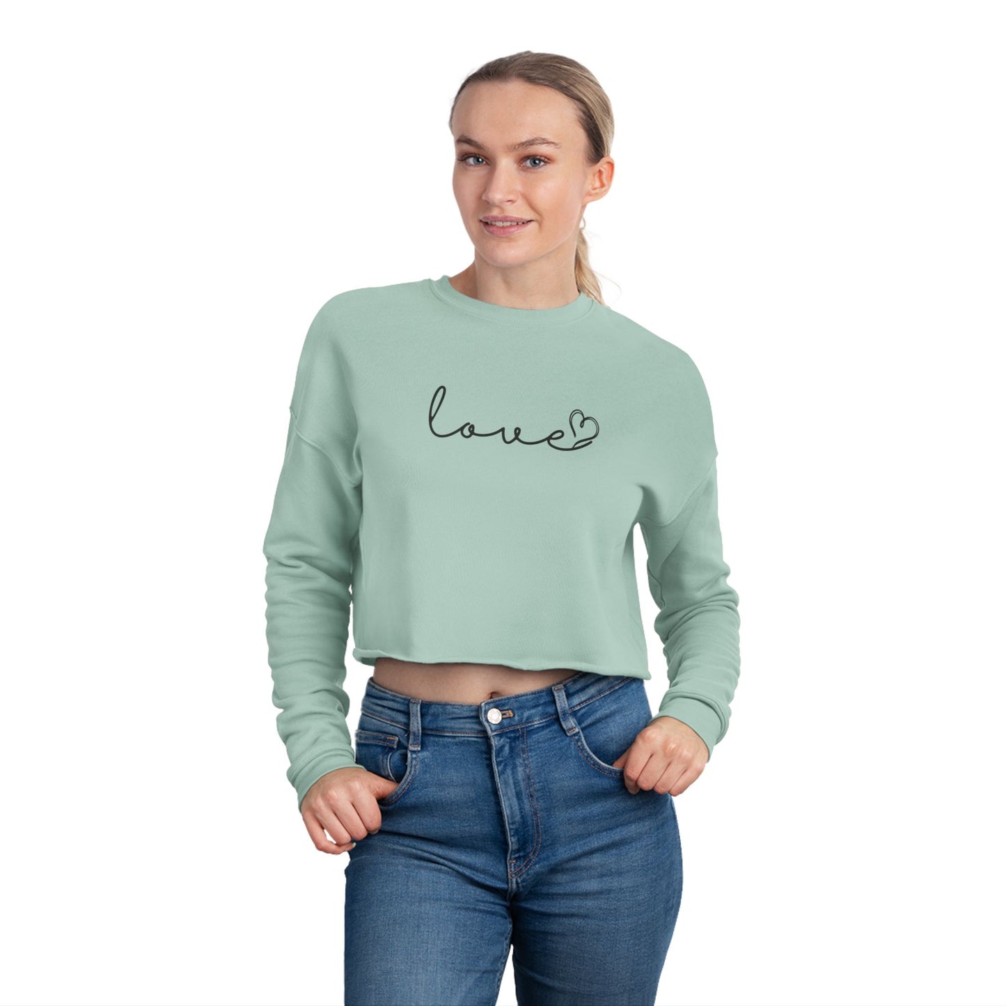 Love Script Cropped Women's Sweatshirt