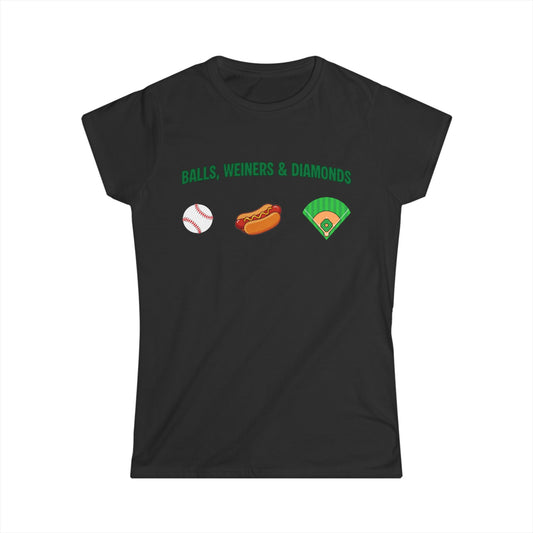Baseball 'Balls, Weiners & Diamonds' Women's Tee