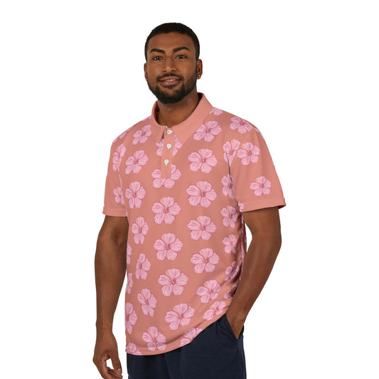 Pink Hawaiian Floral Golf Polo Shirt