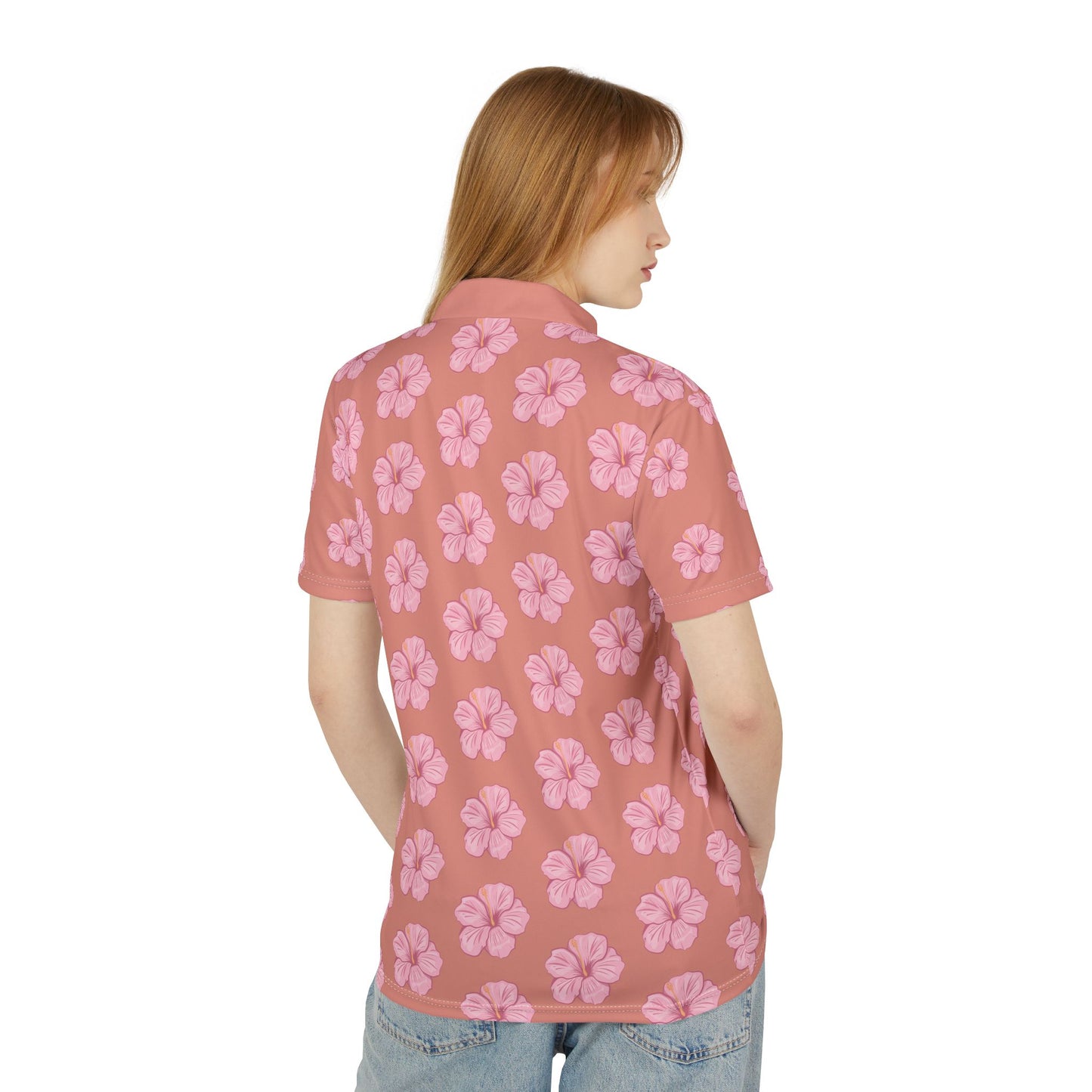 Pink Hawaiian Floral Golf Polo Shirt