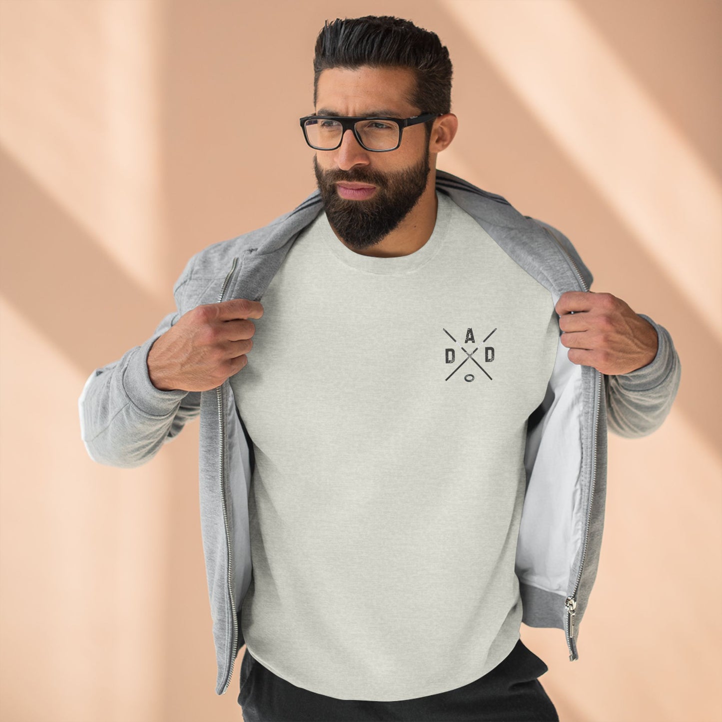 DAD Ringette Crewneck Sweatshirt | Crossed Ringette Sticks and Ring