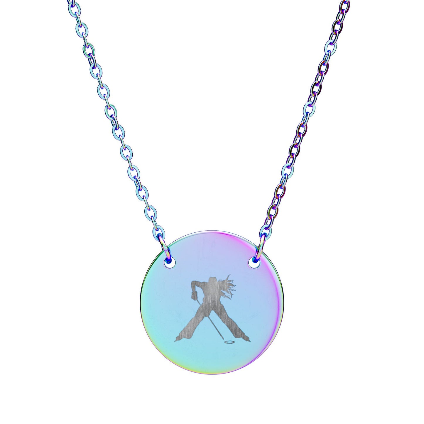 Ringette Player Silhouette - Circle Necklace