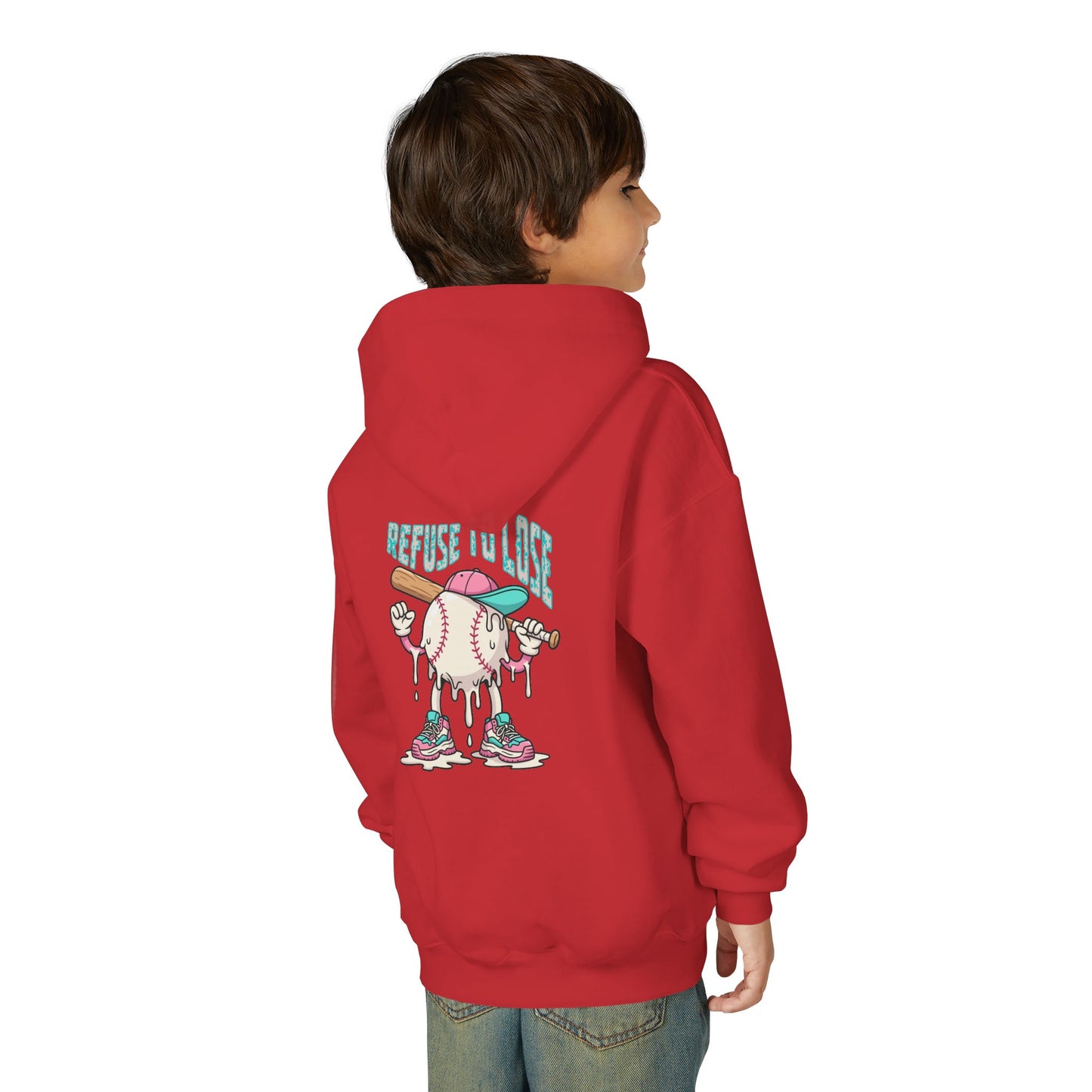 Youth Hoodie – “Refuse to Lose” Melting Baseball Graphic Hoodie