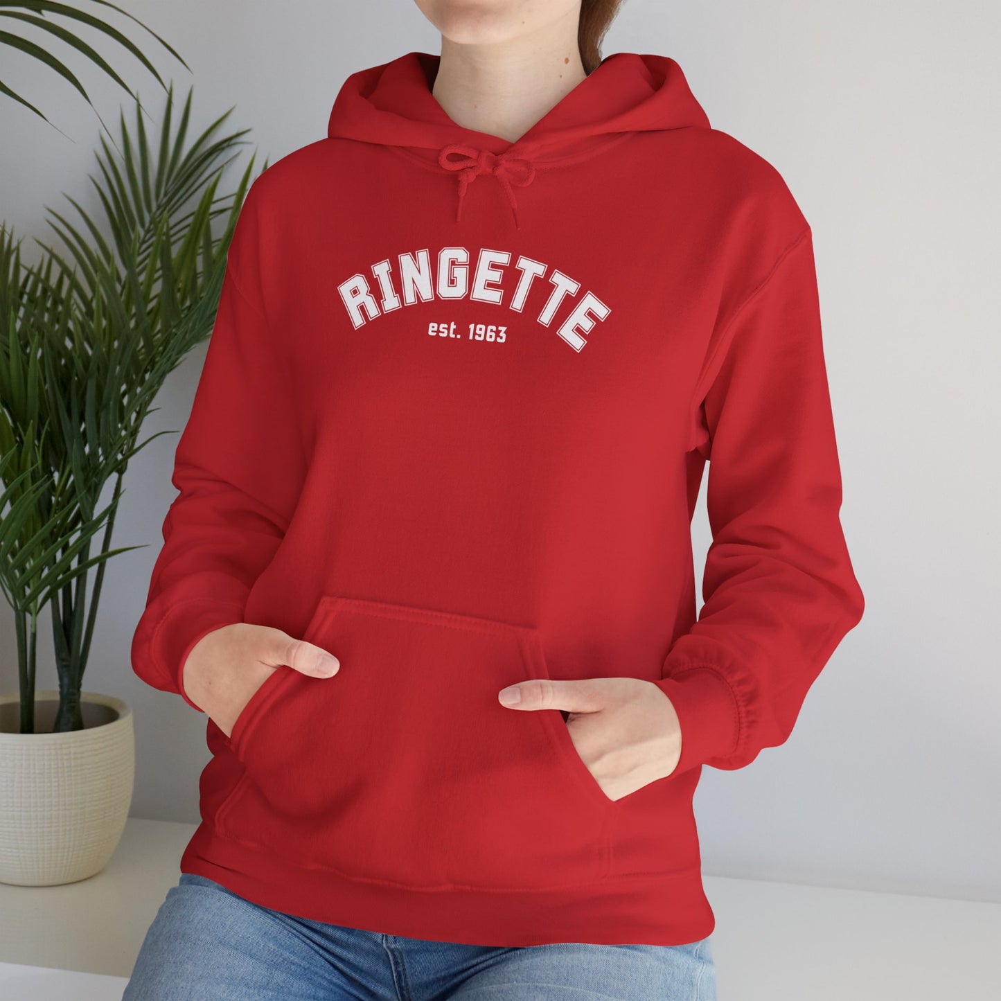 Ringette est 1963 - Varsity Arch Logo Adult Hoodie