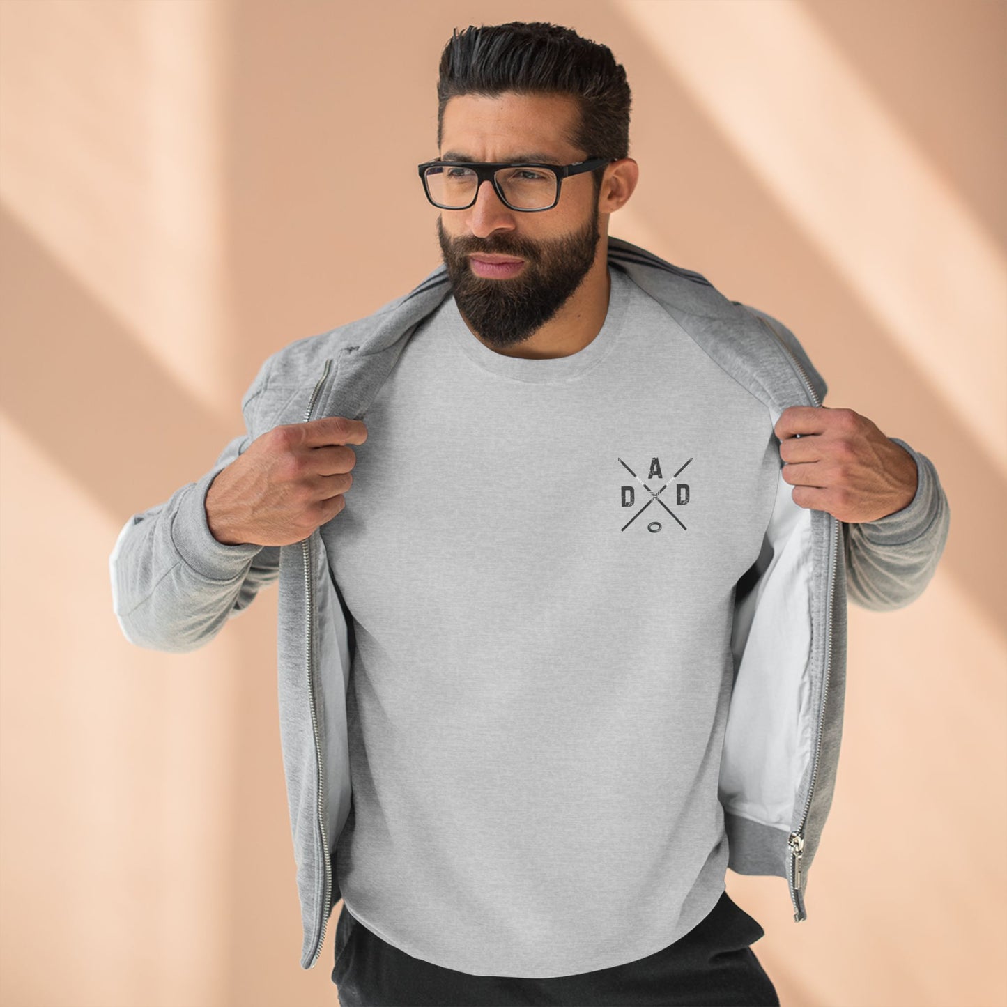DAD Ringette Crewneck Sweatshirt | Crossed Ringette Sticks and Ring