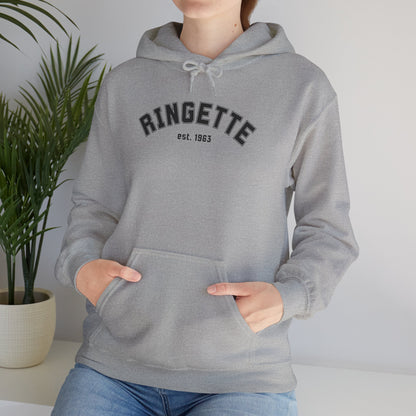 Ringette est 1963 - Varsity Arch Logo Adult Hoodie