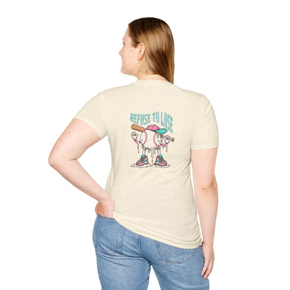 Refuse to Lose Baseball Graphic T-Shirt — Retro Melting Ball Design