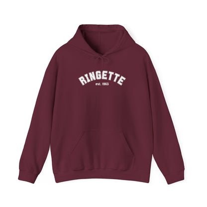 Ringette est 1963 - Varsity Arch Logo Adult Hoodie