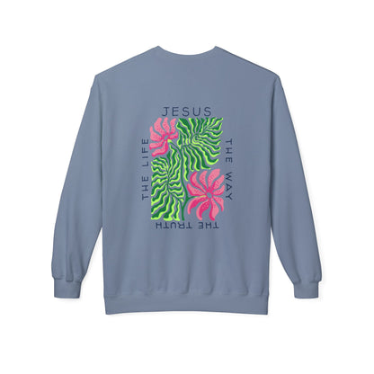 Jesus - The Way, The Truth, The Life  Floral Crewneck Sweatshirt