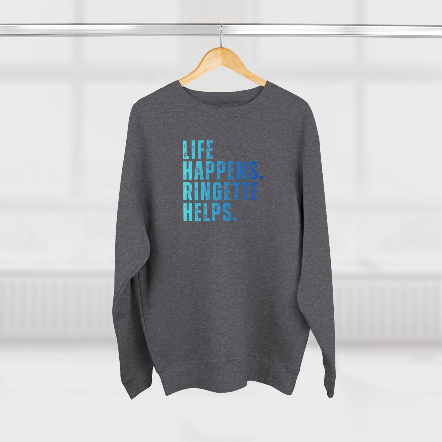 Life Happens. Ringette Helps. | Crewneck Ringette Sweatshirt