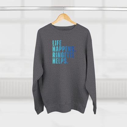 Life Happens. Ringette Helps. | Crewneck Ringette Sweatshirt
