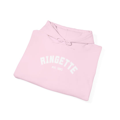 Ringette est 1963 - Varsity Arch Logo Adult Hoodie