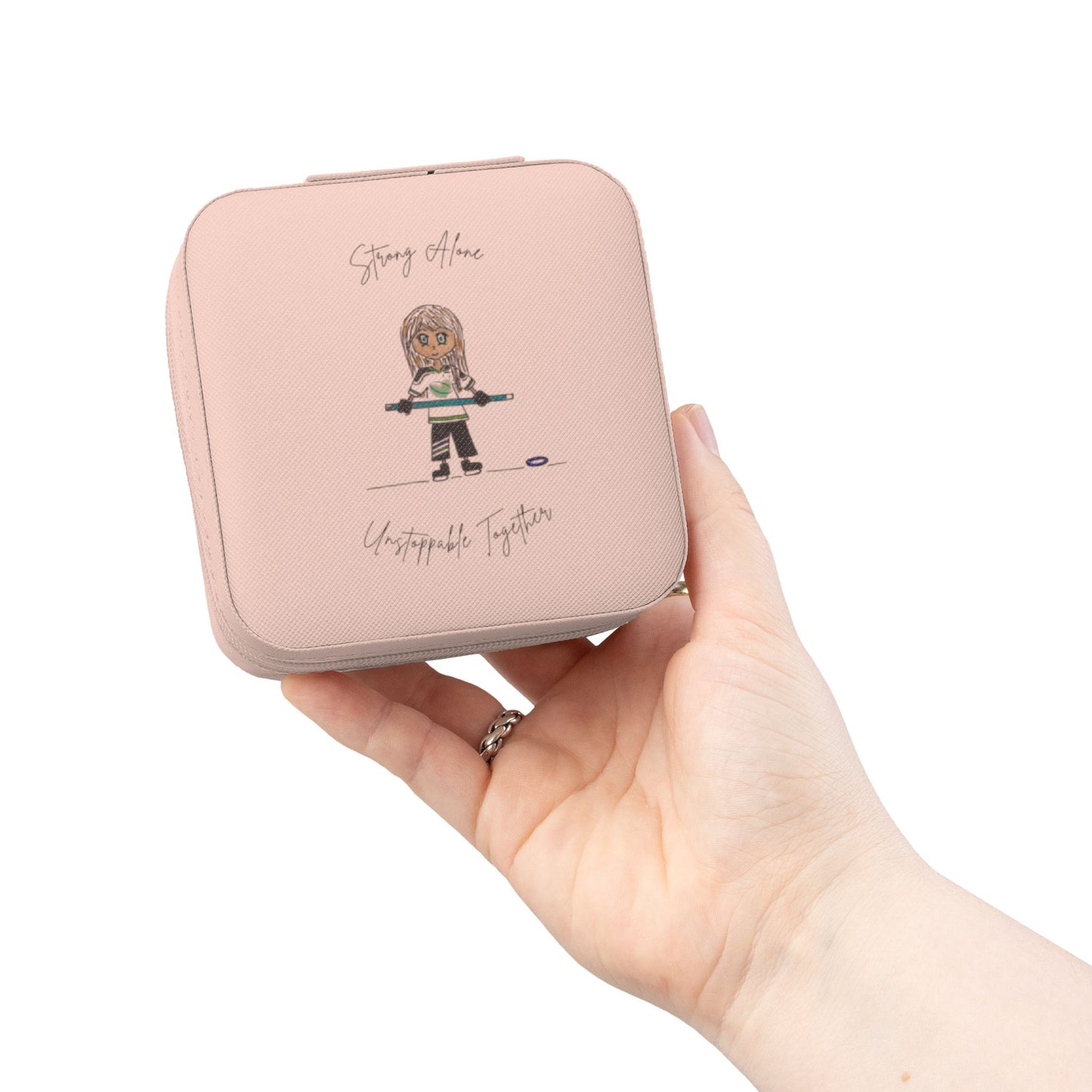 Ringette Girl - "Strong Alone Unstoppable Together" | Jewelry Travel Case