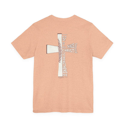 Philippians 4:13 Baseball Cross Unisex T-Shirt — "I Can Do All Things Through Christ"