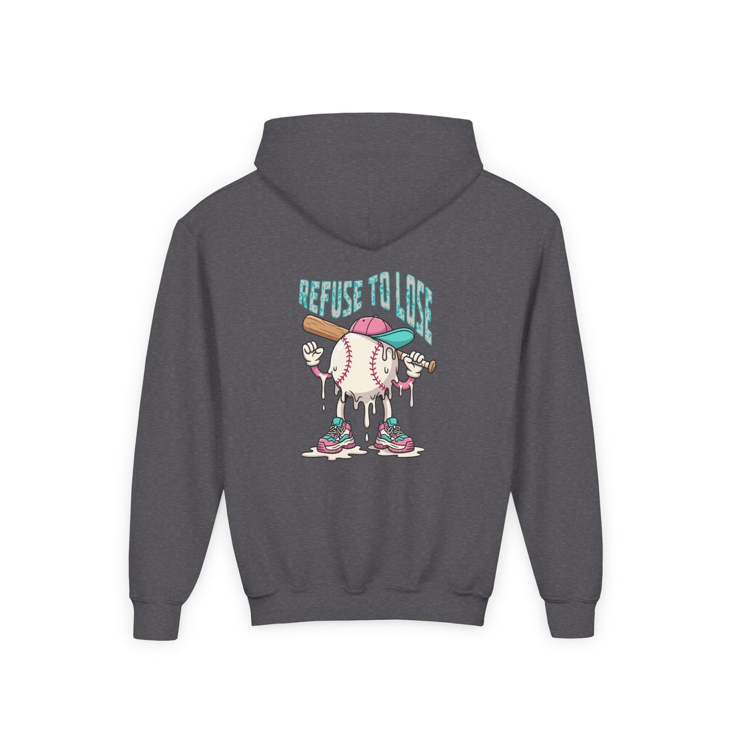 Youth Hoodie – “Refuse to Lose” Melting Baseball Graphic Hoodie