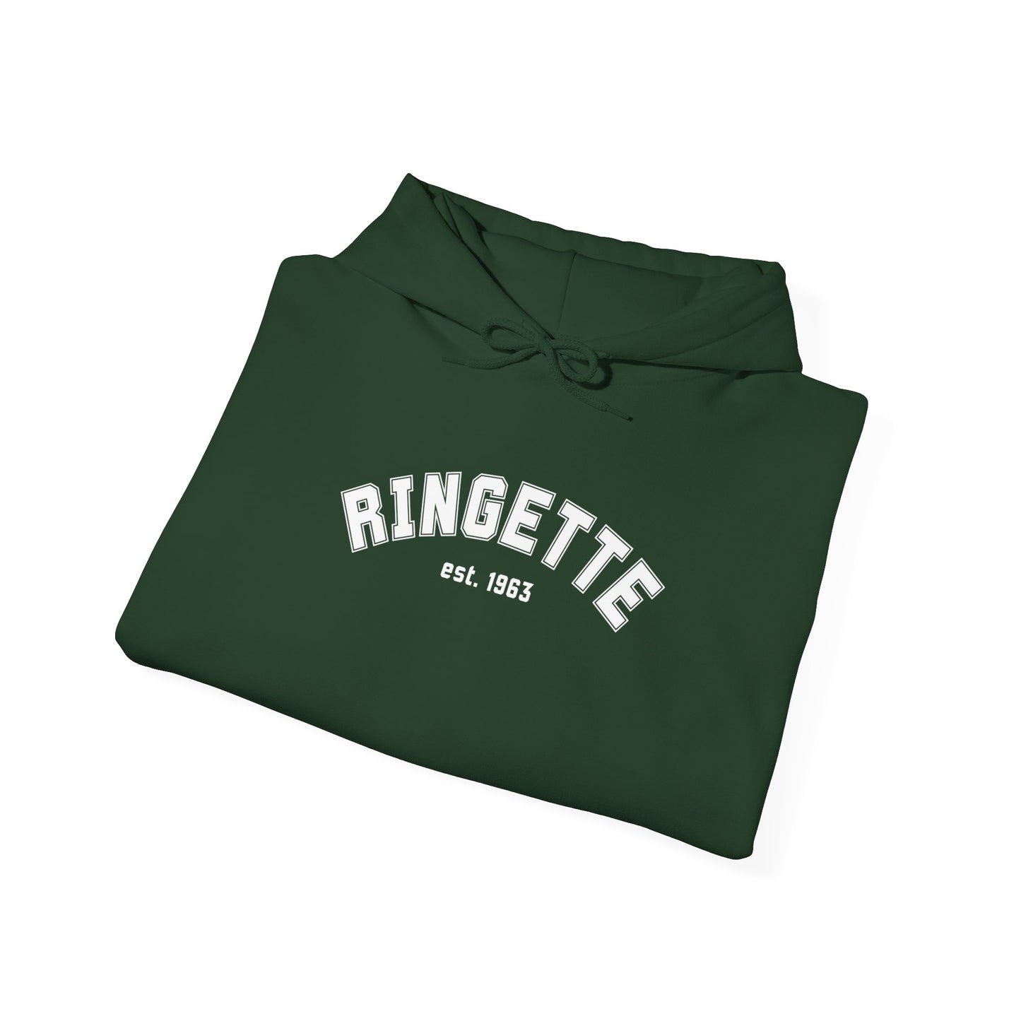 Ringette est 1963 - Varsity Arch Logo Adult Hoodie