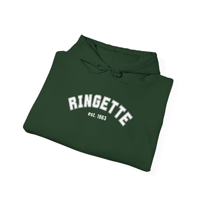 Ringette est 1963 - Varsity Arch Logo Adult Hoodie