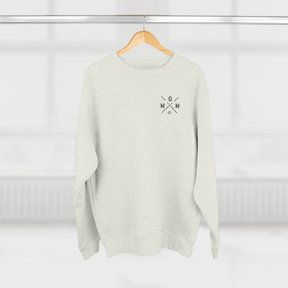 MOM Logo Ringette Crewneck Sweatshirt | Minimalist Crossed Ringette Sticks and Ring Design
