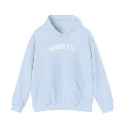 Ringette est 1963 - Varsity Arch Logo Adult Hoodie