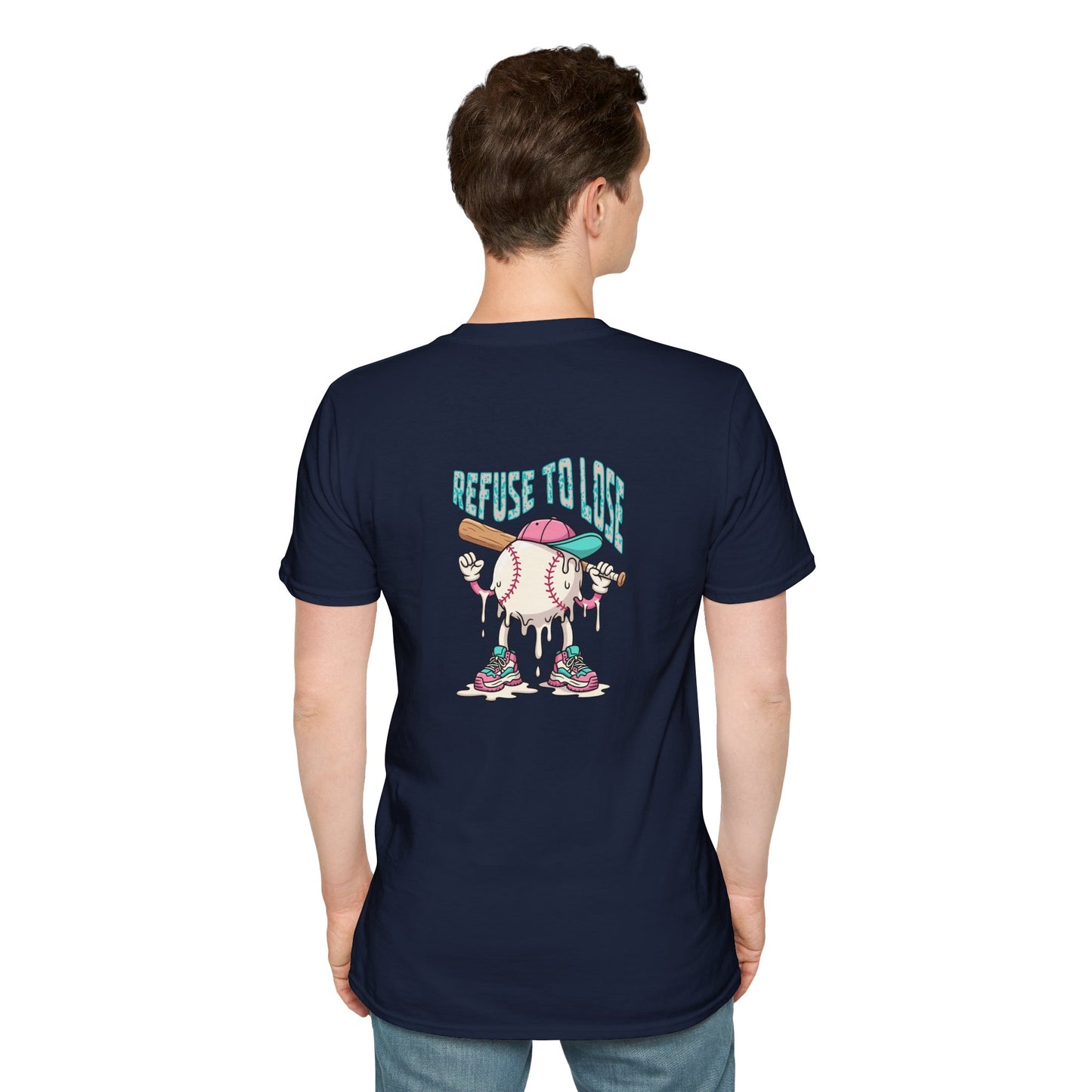 Refuse to Lose Baseball Graphic T-Shirt — Retro Melting Ball Design