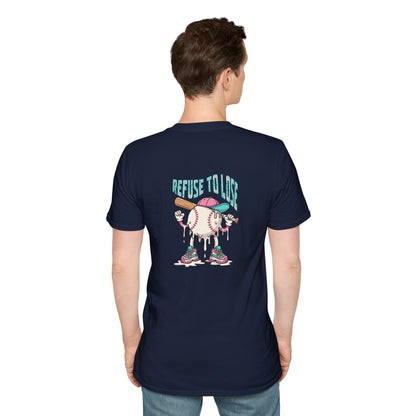 Refuse to Lose Baseball Graphic T-Shirt — Retro Melting Ball Design