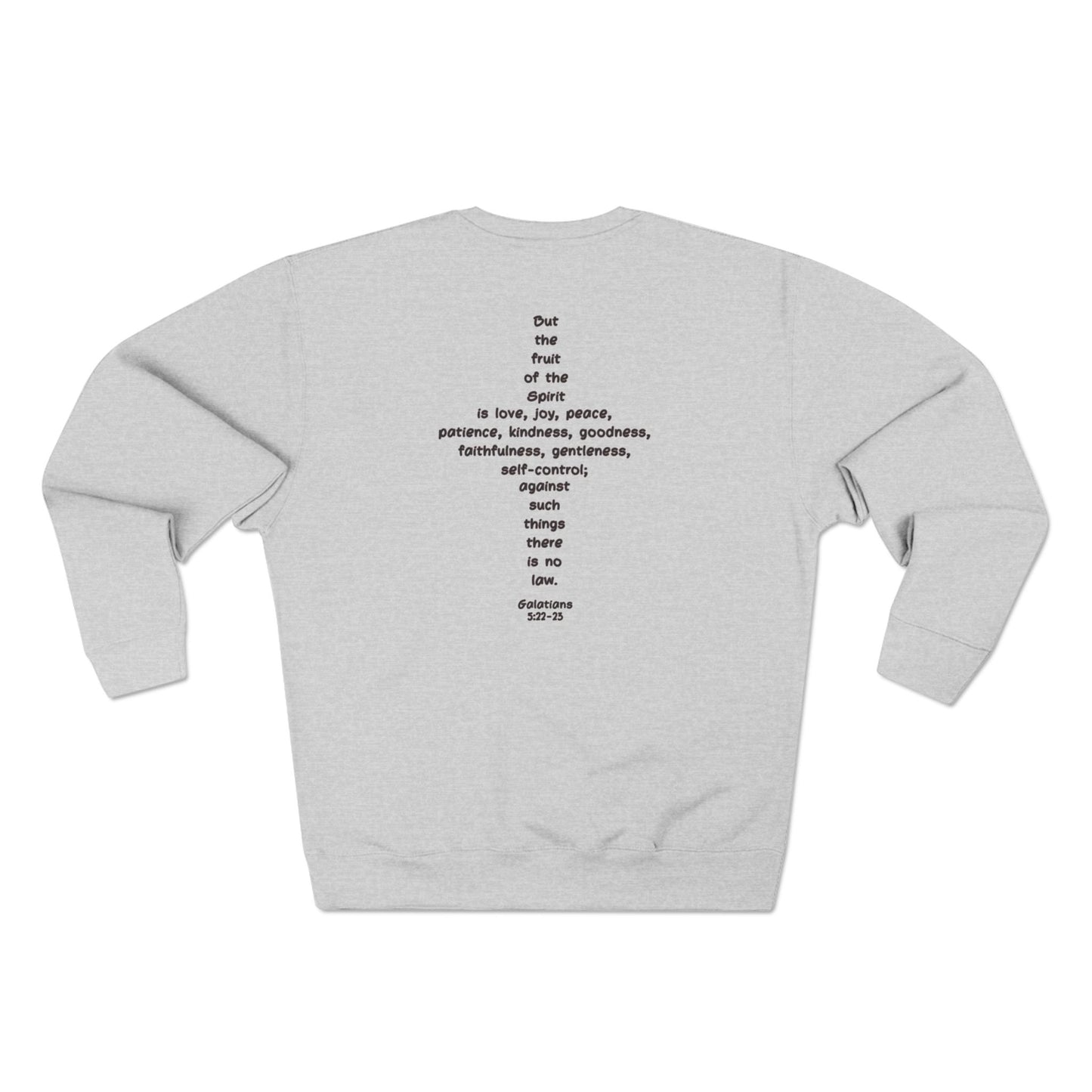 Christian Cross Crewneck Sweatshirt — Galations 5:22-23 Scripture