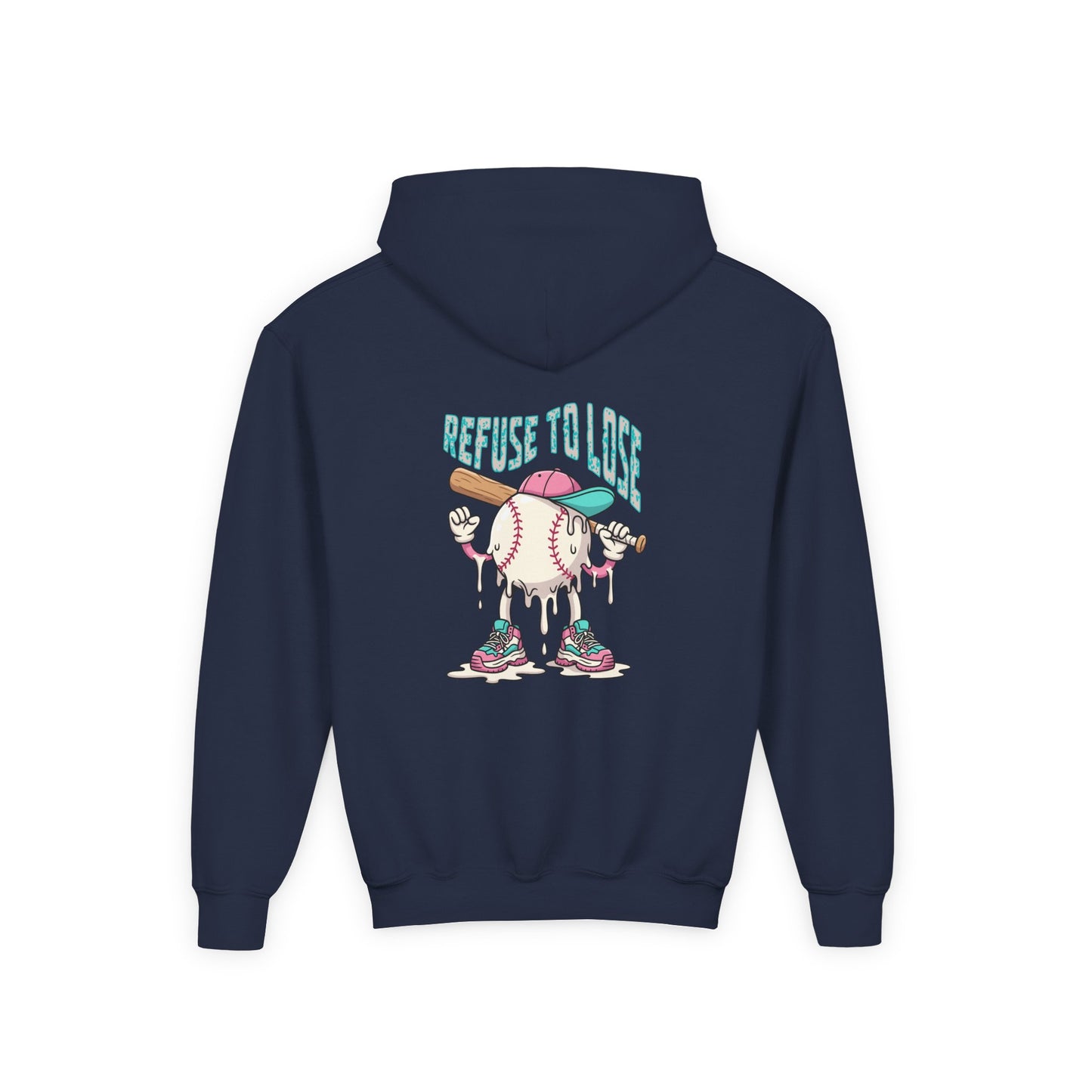 Youth Hoodie – “Refuse to Lose” Melting Baseball Graphic Hoodie