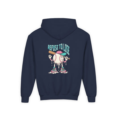 Youth Hoodie – “Refuse to Lose” Melting Baseball Graphic Hoodie