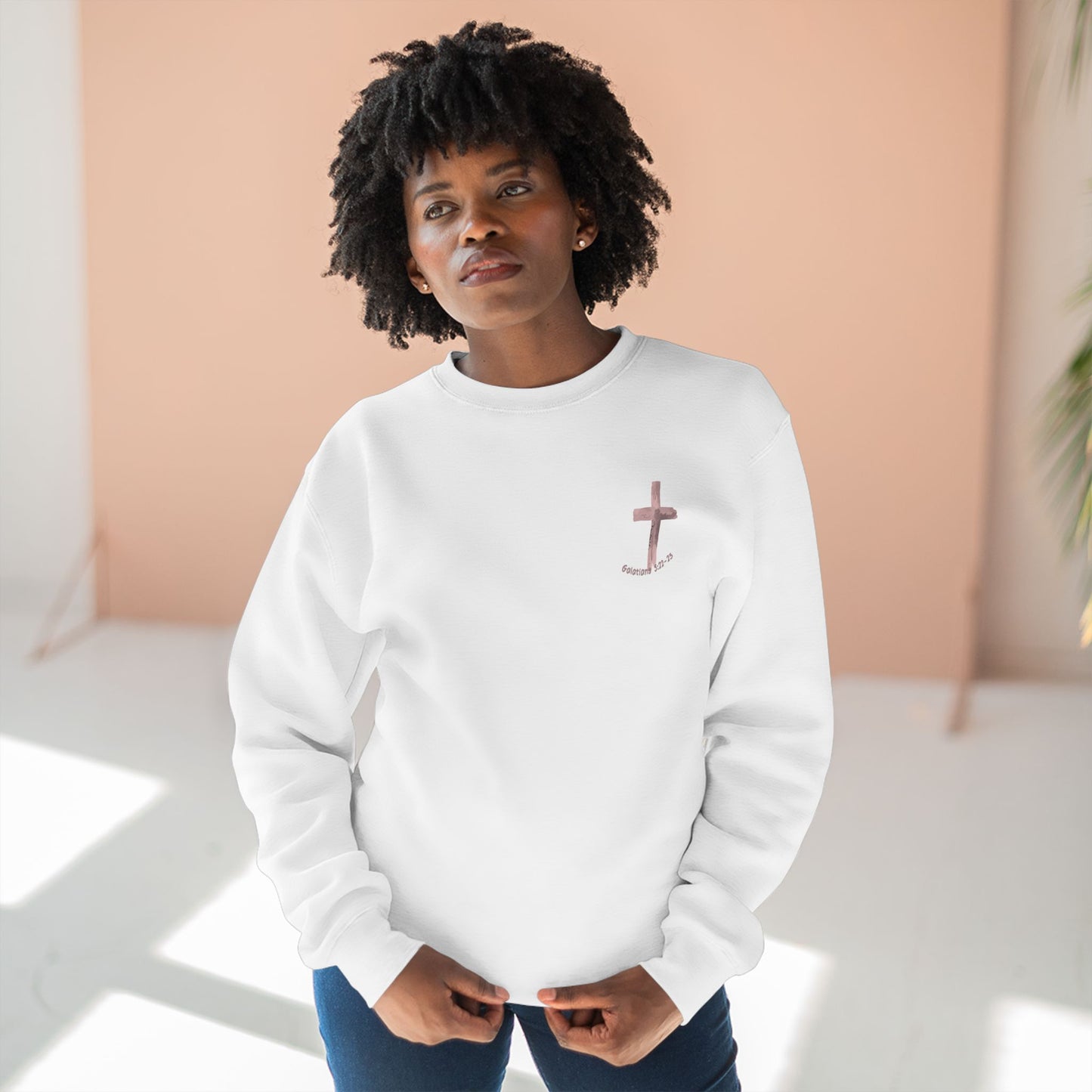 Christian Cross Crewneck Sweatshirt — Galations 5:22-23 Scripture
