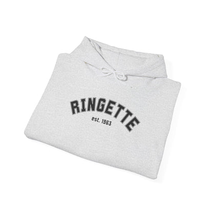 Ringette est 1963 - Varsity Arch Logo Adult Hoodie