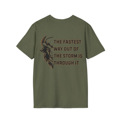 "The Fastest Way Out of the Storm Is Through It" - Men's Bison Inspirational Tee