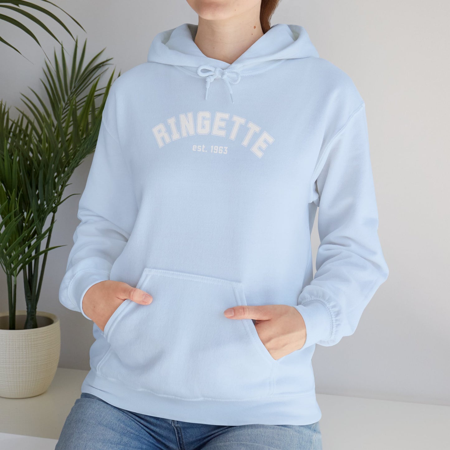 Ringette est 1963 - Varsity Arch Logo Adult Hoodie