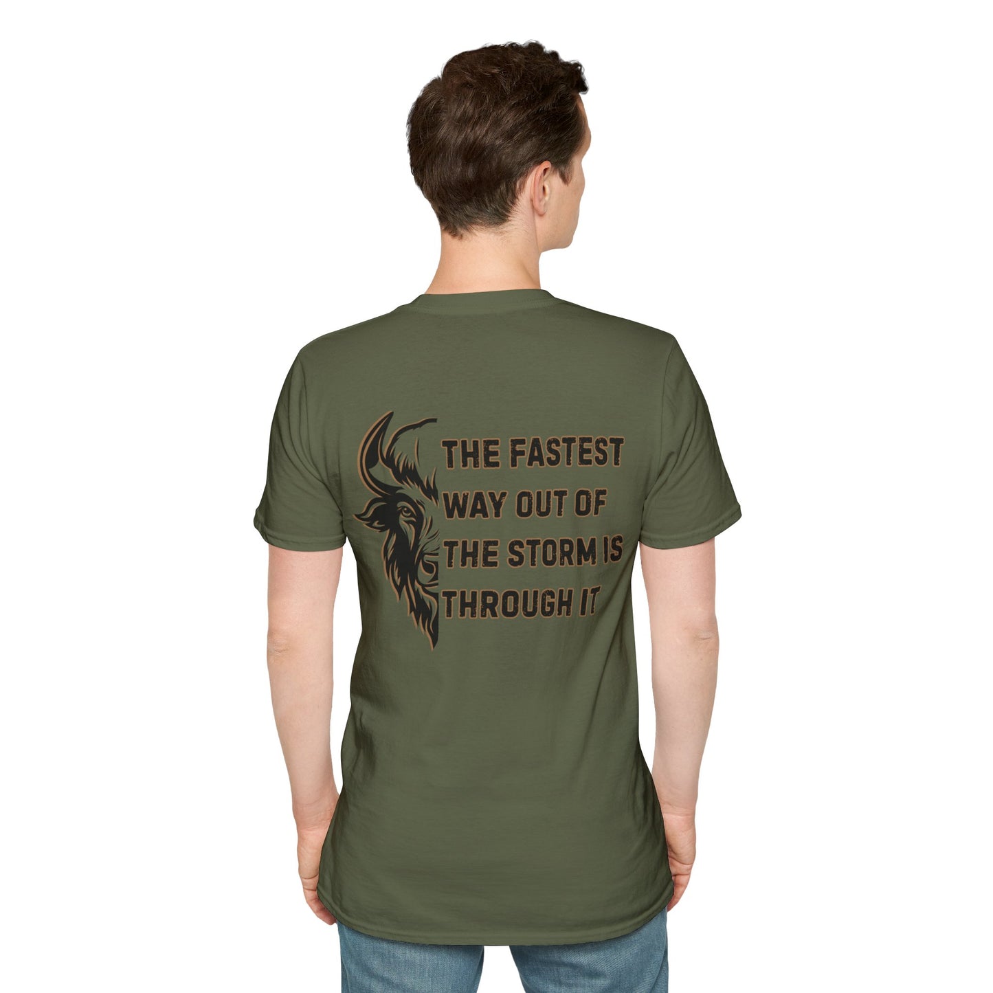"The Fastest Way Out of the Storm Is Through It" - Men's Bison Inspirational Tee