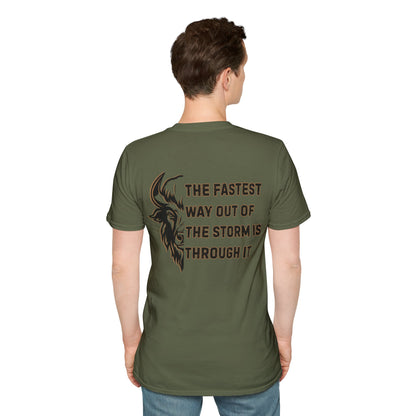 "The Fastest Way Out of the Storm Is Through It" - Men's Bison Inspirational Tee