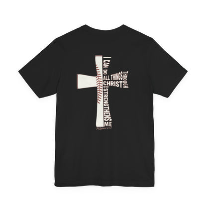 Philippians 4:13 Baseball Cross Unisex T-Shirt — "I Can Do All Things Through Christ"