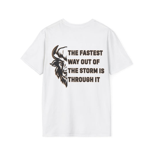 "The Fastest Way Out of the Storm Is Through It" - Men's Bison Inspirational Tee