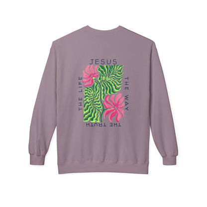 Jesus - The Way, The Truth, The Life  Floral Crewneck Sweatshirt