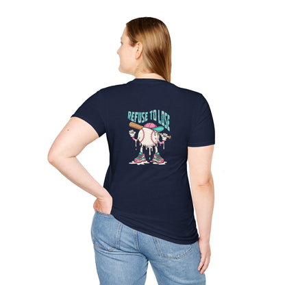 Refuse to Lose Baseball Graphic T-Shirt — Retro Melting Ball Design