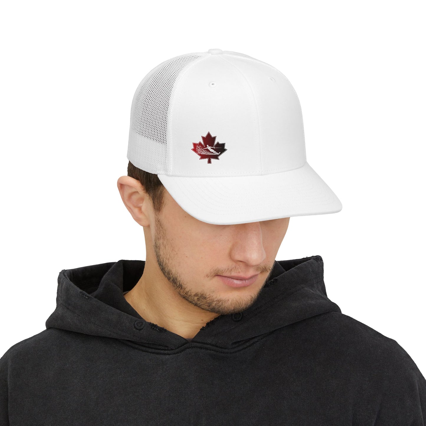 Male Waterskier Maple Leaf Snapback Trucker Cap