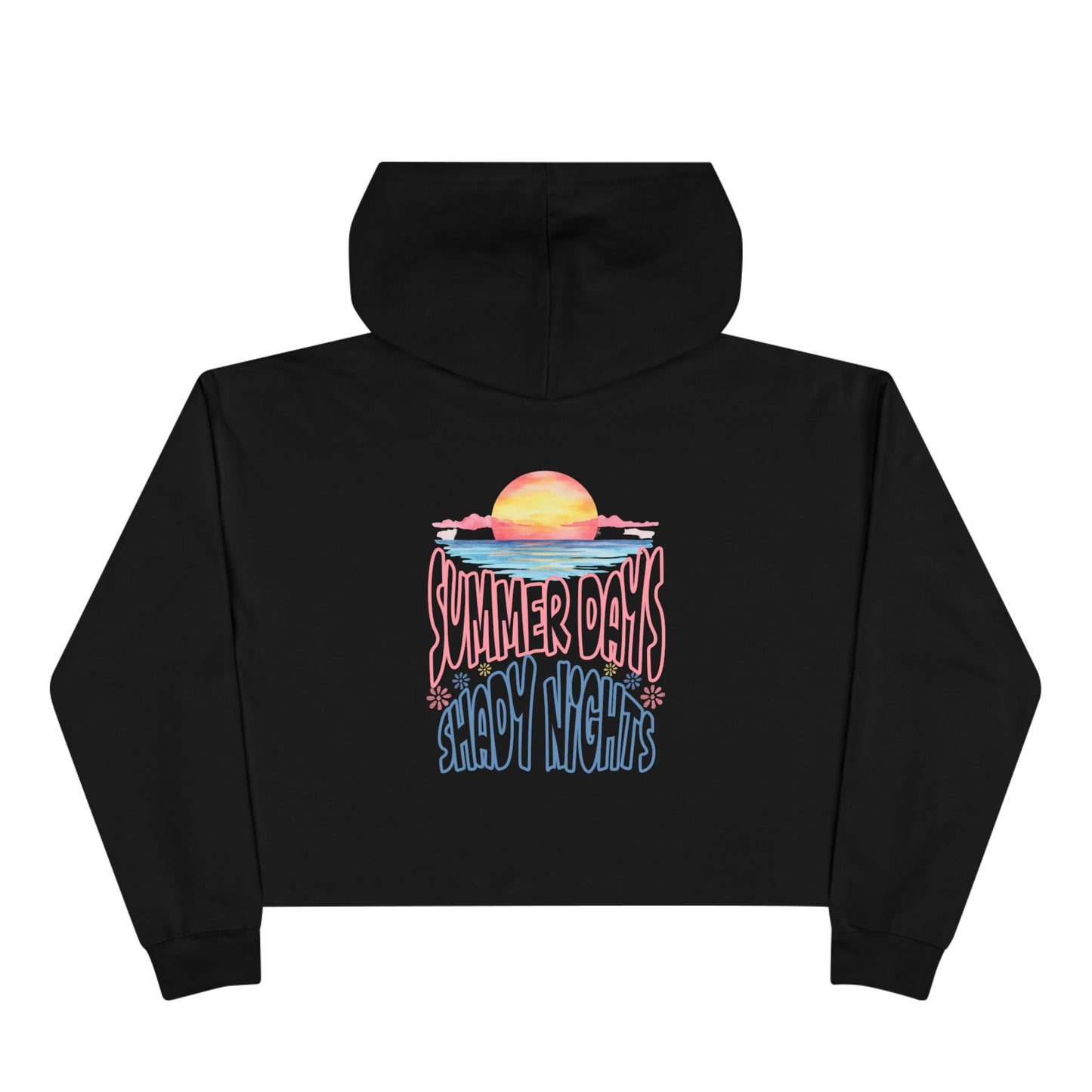 Crop Hoodie — "Summer Days, Shady Nights" Sunset