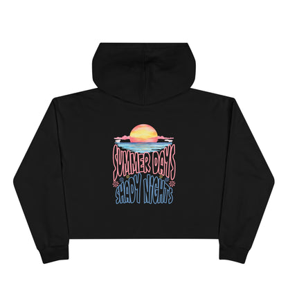 Crop Hoodie — "Summer Days, Shady Nights" Sunset