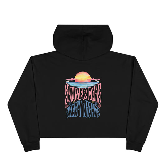 Crop Hoodie — "Summer Days, Shady Nights" Sunset