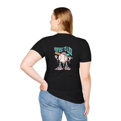 Refuse to Lose Baseball Graphic T-Shirt — Retro Melting Ball Design