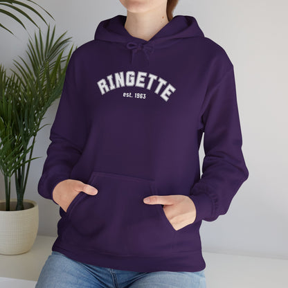Ringette est 1963 - Varsity Arch Logo Adult Hoodie