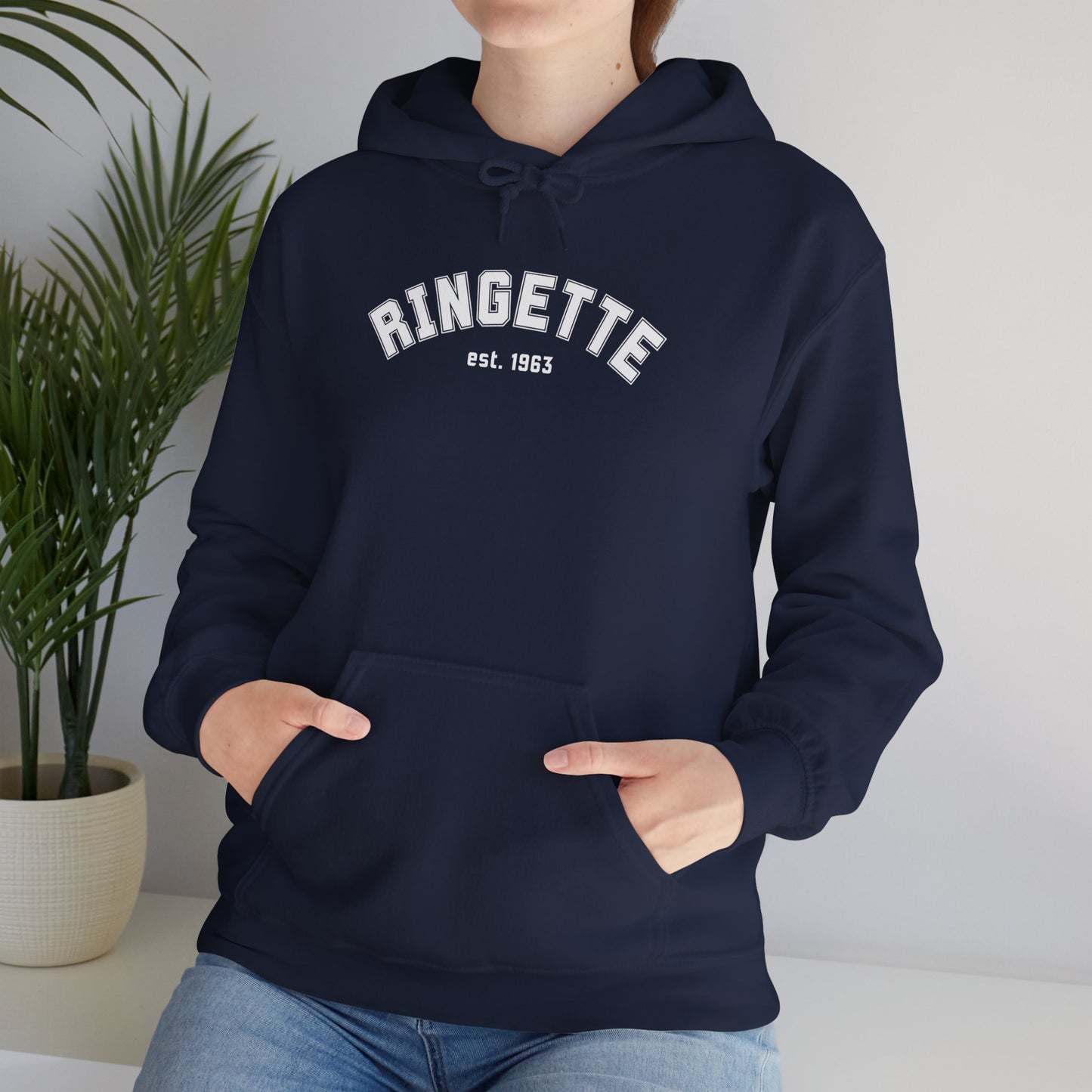 Ringette est 1963 - Varsity Arch Logo Adult Hoodie