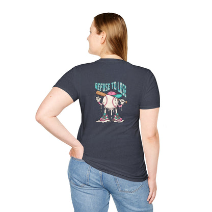 Refuse to Lose Baseball Graphic T-Shirt — Retro Melting Ball Design