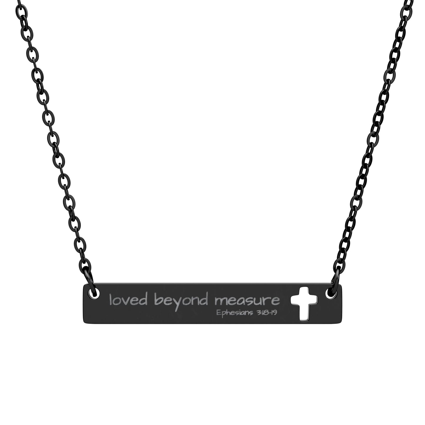 Loved Beyond Measure - Cutout Engraved Cross Bar Necklace