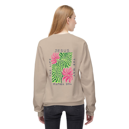 Jesus - The Way, The Truth, The Life  Floral Crewneck Sweatshirt